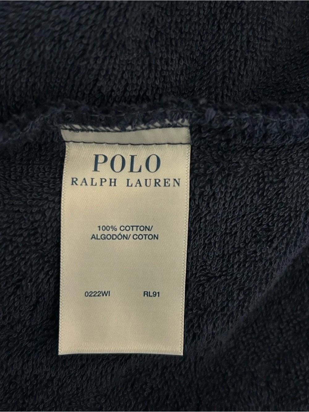 Polo Ralph Lauren Men's Robe Navy Blue Plush Shawl Collar Size S / M Logo